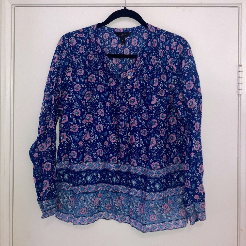 Button-front J Crew Floral Blouse (Size 8)